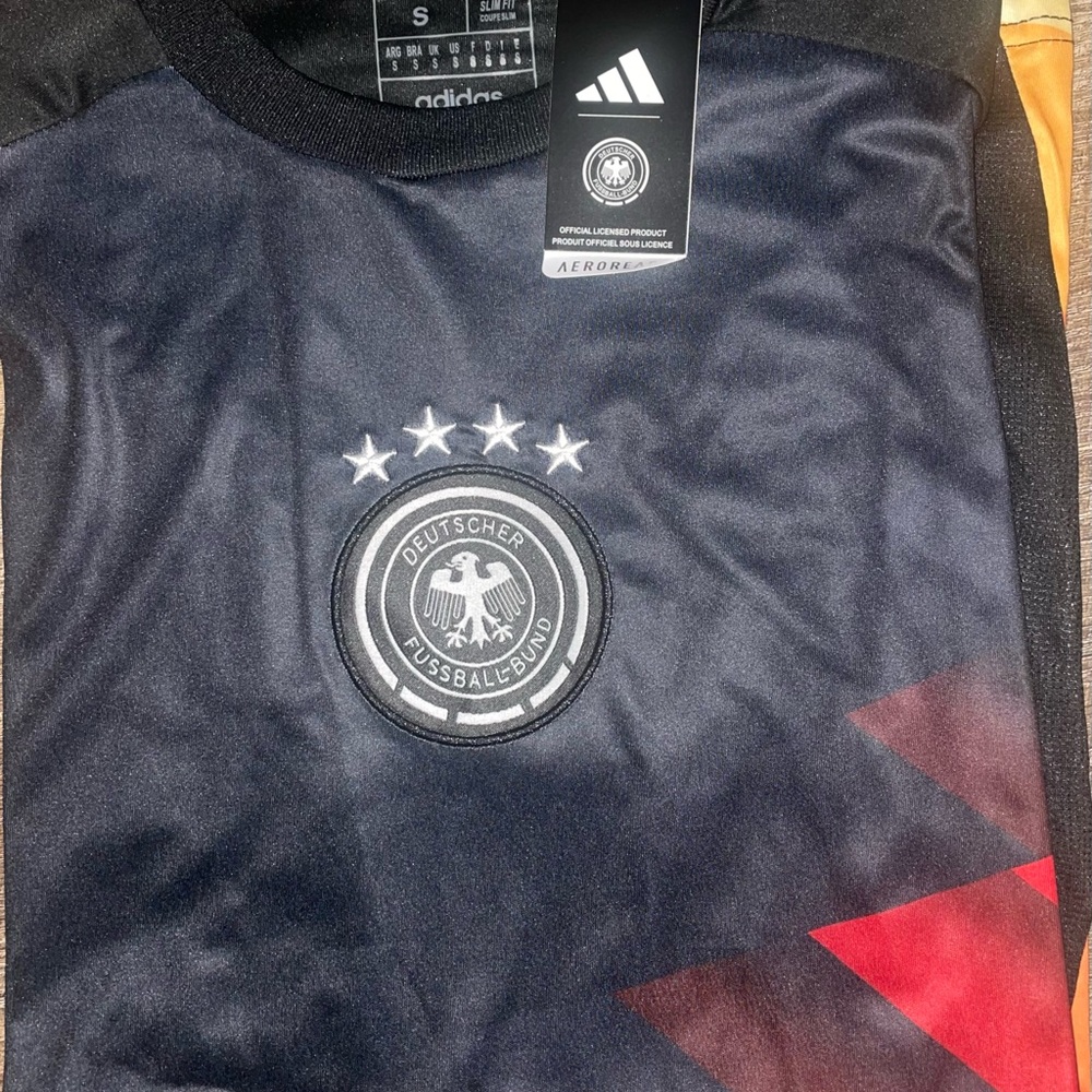 DEADSTOCK GERMANY 2024 🔥🔥 black soccer shirt jersey S M L XL by ADIDAS - Picture 4 of 5